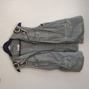 Army Green Best with Beaded Epaulettes